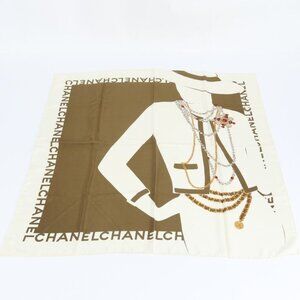 Chanel Mademoiselle Off White Brown Scarf Off-white